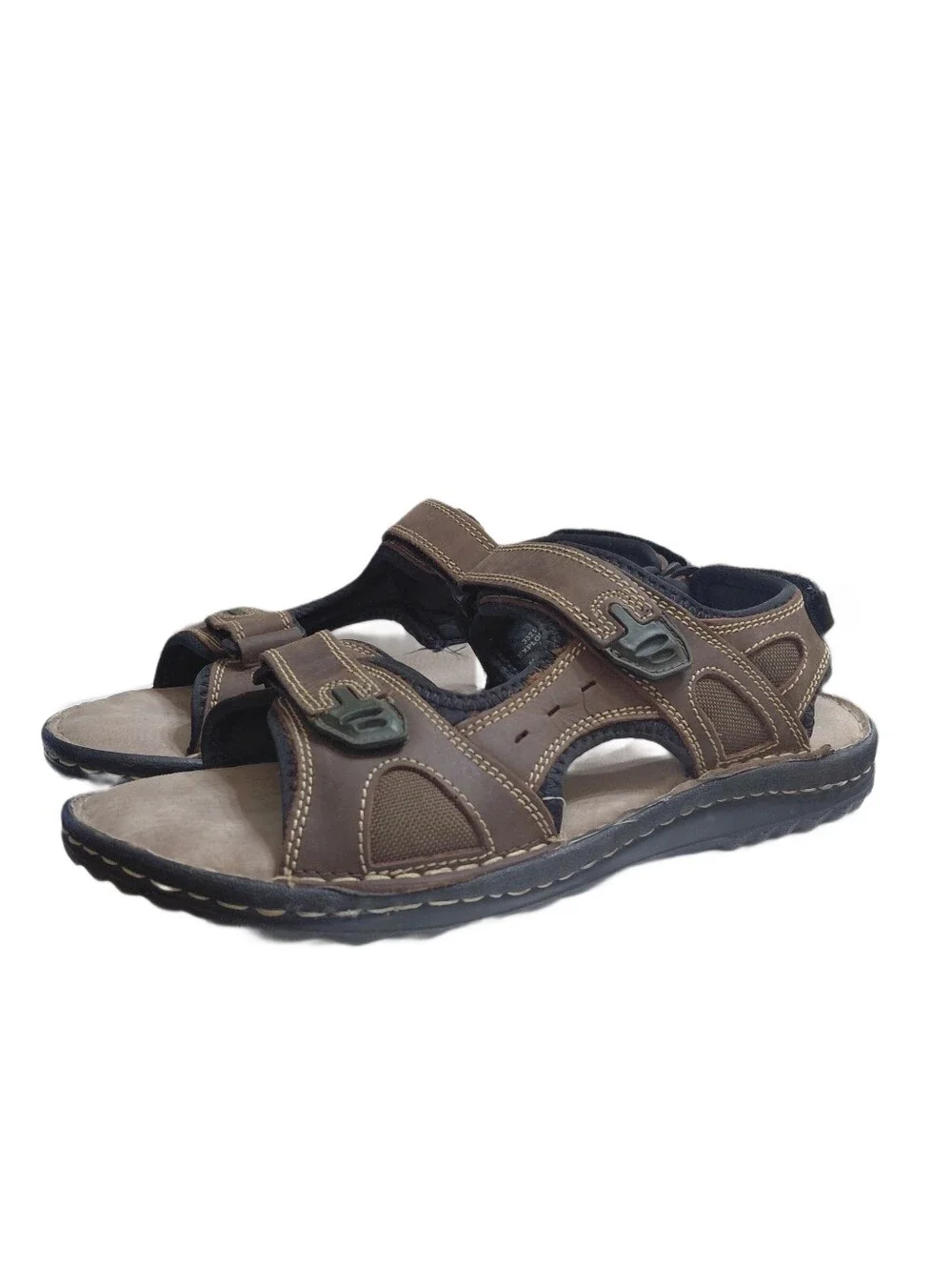 Bjorndal Men's Brown Leather Outdoor Sandals Adjustable Cushioned Size 12